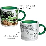 Disappearing Dino Mug - Heat Sensitive Color Changing Coffee Mug - Add Hot Liquid and Watch Dinosaurs Turn to Fossils
