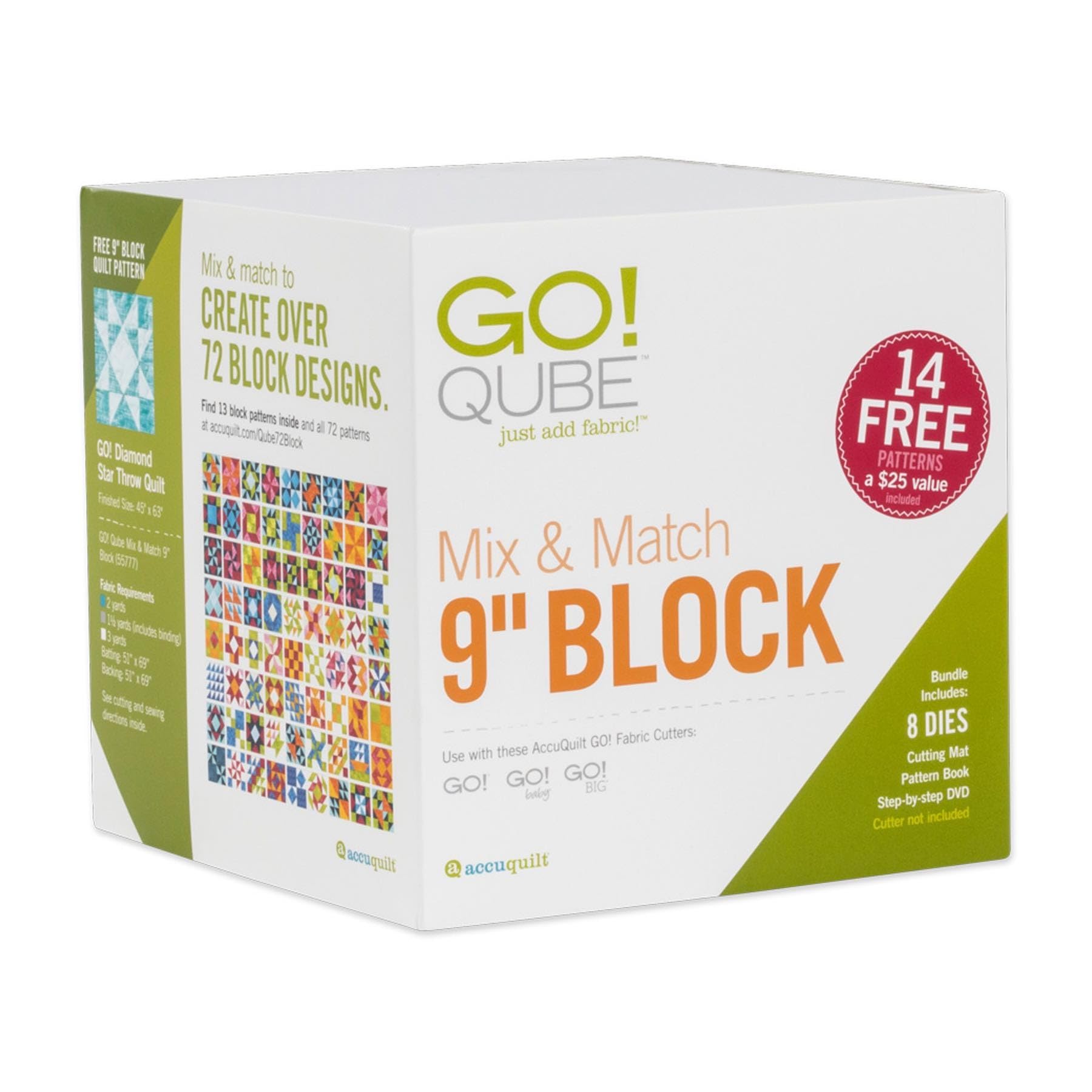 AccuQuilt GO! Fabric Cutting Dies; GO! Qube Mix & Match 9" Block