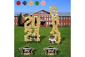 WIRONLST Graduation Yard Sign 2024 graduation decorations,6 Pieces Large Size Glittering Congrats Graduation Yard Signs Class of 2024,Waterproof Lawn Decor,Graduation Party Supplies