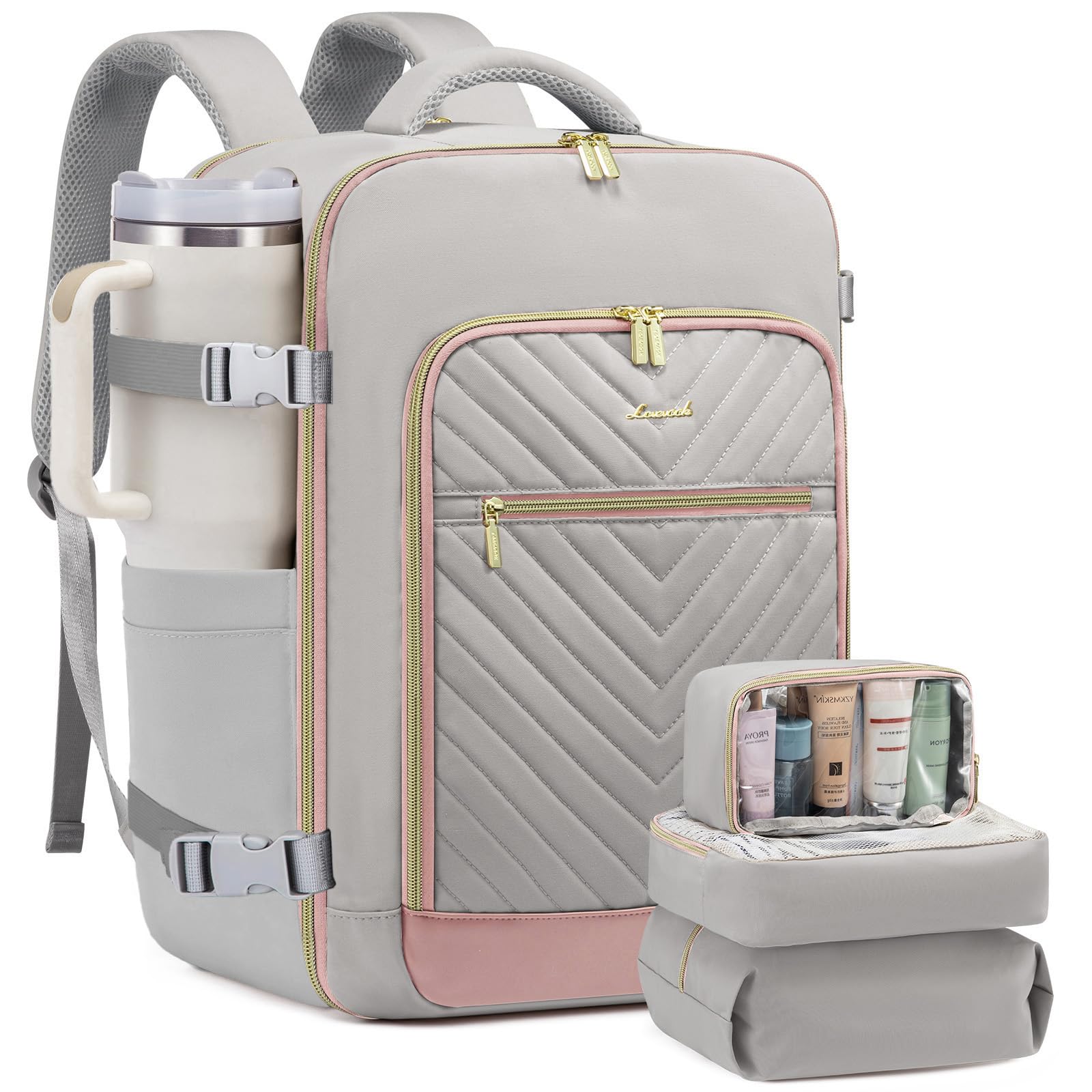 Photo 1 of (DAMAGED/DIRTY) (BAGGED) LOVEVOOK Travel Backpack For Women,50L Carry On Backpack Flight Approved,TSA Personal Item Travel Bag Fits 18 Inch Laptop,Business Weekender Overnight Daypack with 3 Packing Cubes