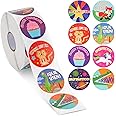 BLUE PANDA 1000 Pack Spanish Motivational Stickers for Classroom - Bulk Reward Stickers for Kids, Teacher School Supplies (8 Assorted Designs, 1.5 in) - Classroom Supplies