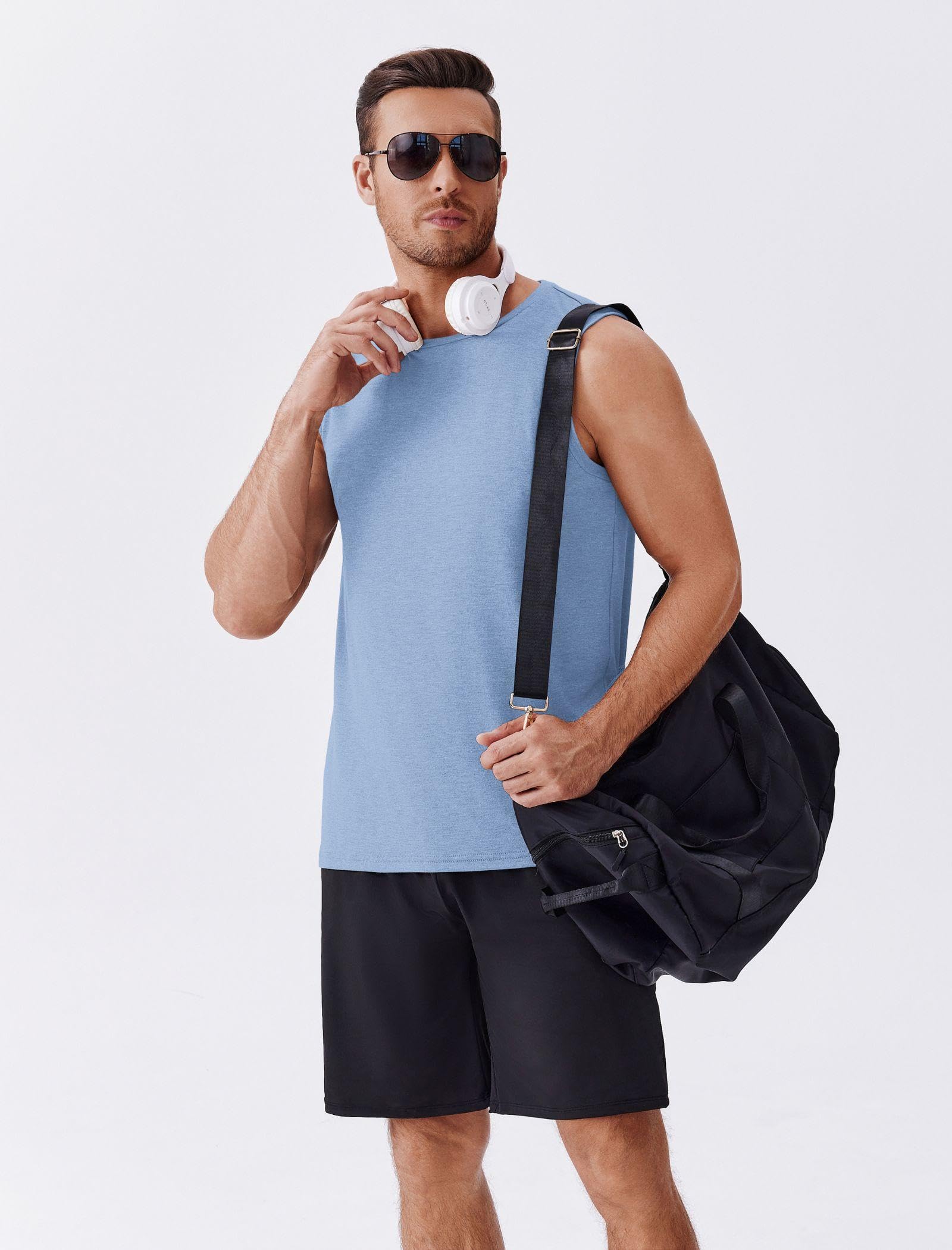 PINSPARK Men's 3 Pack Workout Tank Tops Gym Sleeveless Shirts Quick Dry Training Muscle Shirts for Men