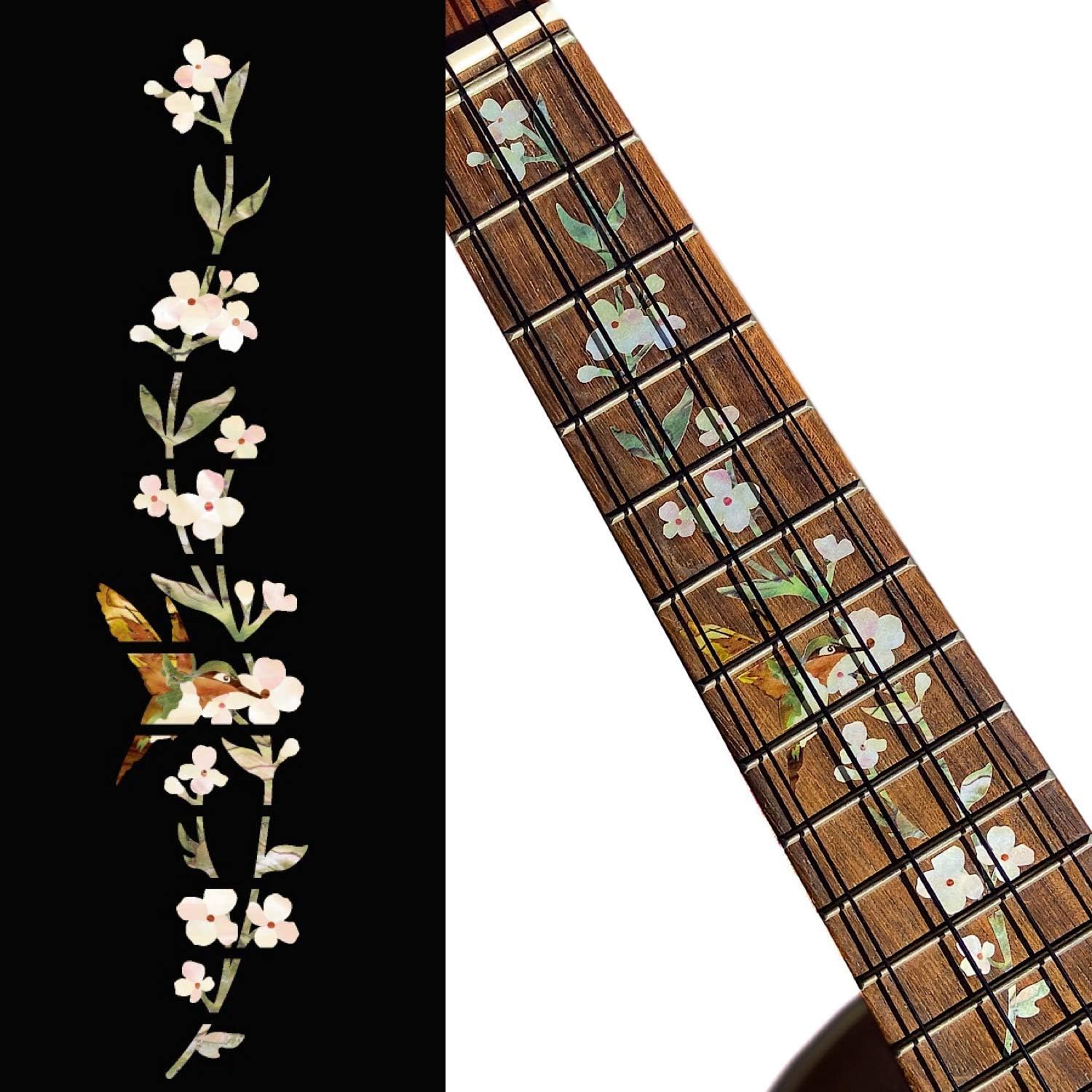 Inlaystickers Tree Of Life w/Hummingbird - Fret Markers for Soprano Ukuleles UKF-260TH-S