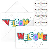 FENGHERUIA 36 Sets Welcome Cards for Employees Guests Card with Envelopes and Welcome Stickers Business Greeting Card Postcards for Guests, Employees, Business