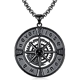 IMZM Valentines Day Gifts for Him, Compass Necklace for Men, 18k White & Black Gold-Plated Compass Pendant Necklaces, Birthday Anniversary Graduation Jewelry Gift for Husband Boyfriend Couple Him