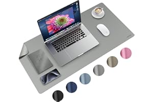 HiWe Desk Mat PU Leather - 31.5" x 15.75" X-Large Desktop Protector Cover, Waterproof Non-Slip Pad for Mouse/Keyboard/Laptop/Computer/Writing/Dining in Office & Home, Dawn Gray
