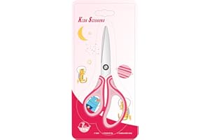 SLEMOON 7" Real Left handed Student Scissors, Premium Stainless Steel Blades Shears for Age 8~12,Ergonomic Semi-Soft ABS Rubber Grip, Suitable for School, Office and Family Daily Use,Pink