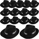 SGBETTER 15 Pack Plastic Gangster Hats Black Gangster Costume Hats Fedora Party Hat Gentlemen Hat for Adult Kids 1920s Bachelorette Party Accessories