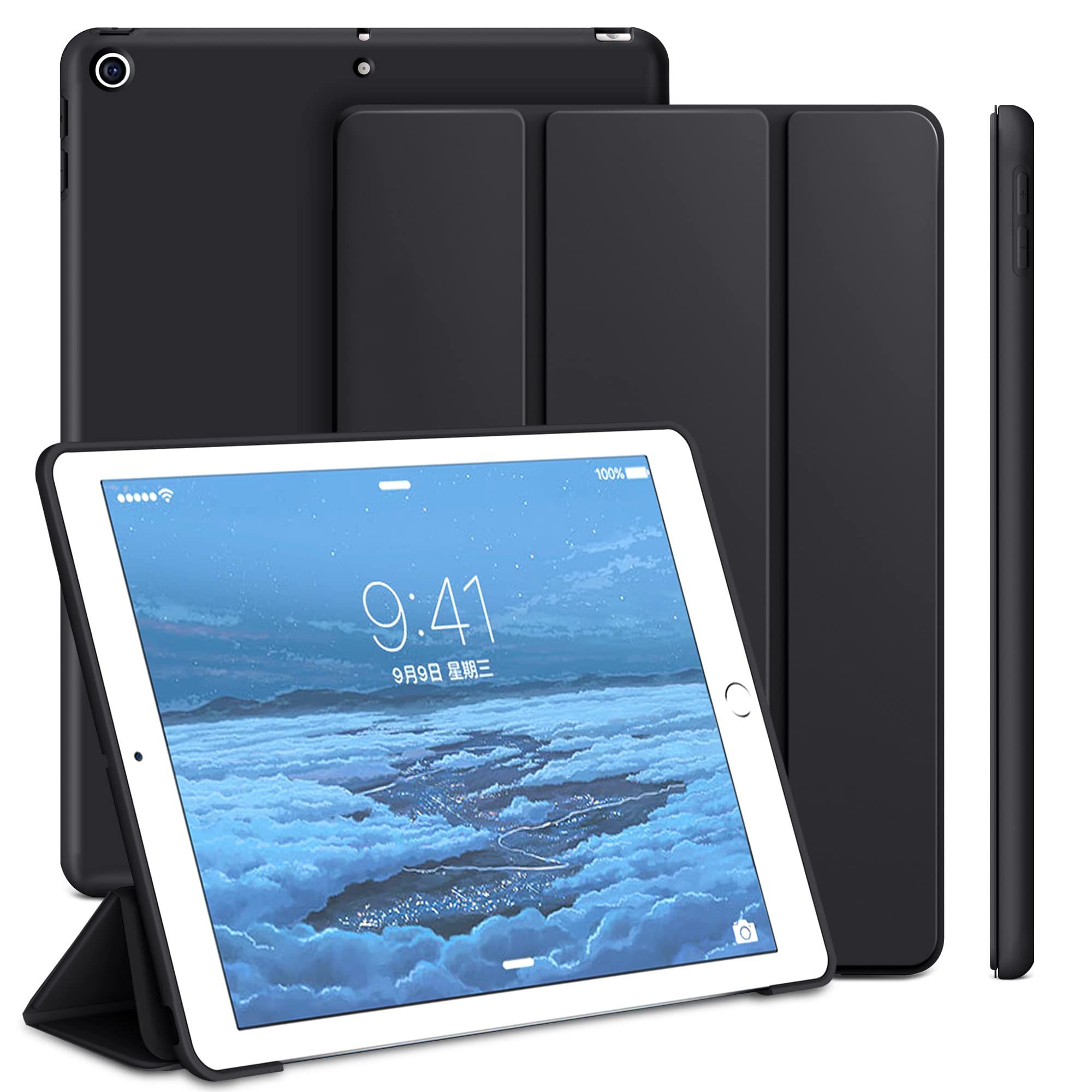 Photo 1 of ProtUTab Case Compatible with iPad 9th Generation, Auto Wake&Sleep Slim Trifold Stand Case for iPad 8th Generation (2020) & 7th Generation (2019), Lightweight, Black