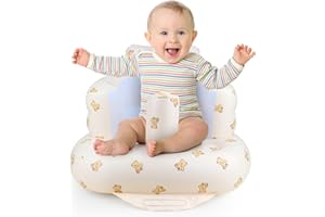 GENERIC Baby Inflatable Seat for Babies 3-36 Months, Built in Air Pump Infant Back Support Sofa, Infant Support Seat Toddler Chair for Sitting Up, Baby Shower Chair Floor Seater Gifts (Baby Bear)
