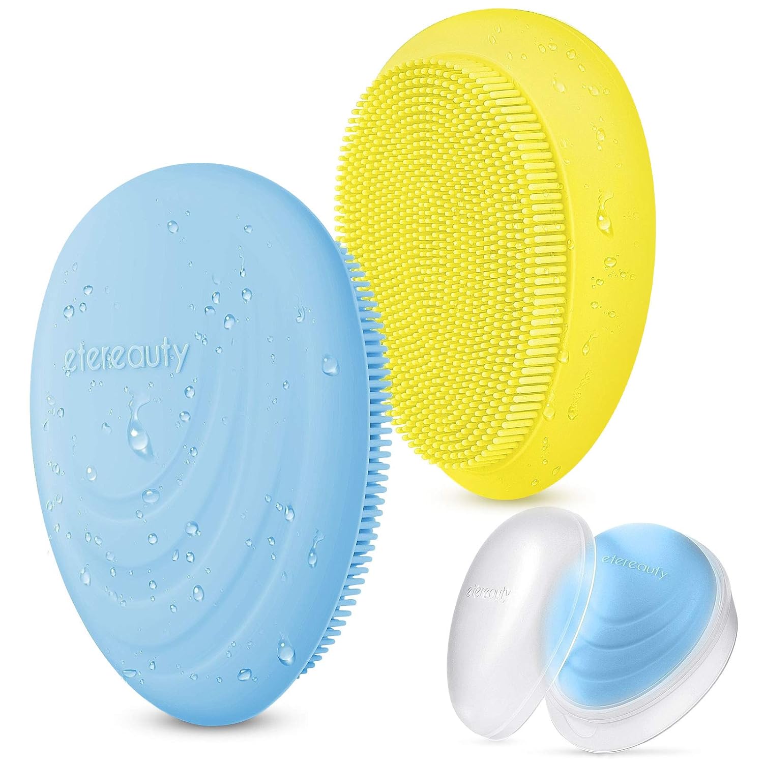 Silicone Face Scrubber, 2 Pack Soft Facial Scrubber for Exfoliator ETEREAUTY Manual Facial Cleansing Brush Non-slip Pad with Travel Portable Box for Blackhead Removing Exfoliating Massage Pore: Beauty