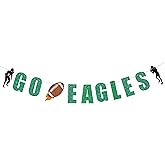 Pre Strung Go Eagles Banner -Eagles party decor,Fly Eagles Fly Banner,Football team party,Celebration Football Game Day Party Decorations banner Green Glitter