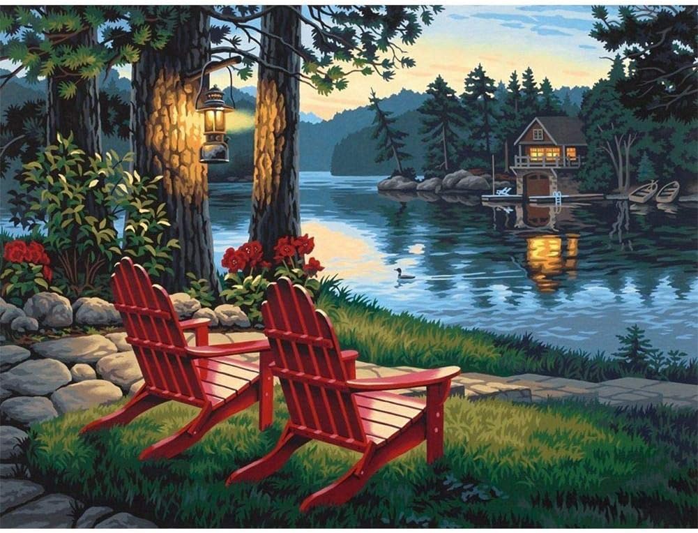 Diamond Painting Kits for Adults,5D Diamond Embroidery Pictures Arts Craft for Home Wall Decor Red Chair 15.7×11.8in