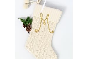 Gemscream 3.15 Inch Initial Christmas Stocking Name Tags Personalized Letter Metal Hanging Name Gold Wire Gift Ornament Alphabet Present Ornaments Tags for Christmas Tree DIY Craft(Letter M)