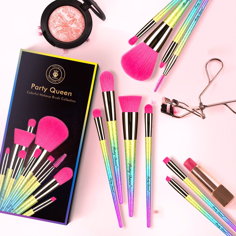 Party Queen Makeup Brushes 10 Pieces Make Up Set Foundation Powder Eyebrow Concealer Eyeshadow Cosmetic Brush Tool