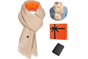 WODESID Electric Heated Scarf for Gift Women Men Rechargeable Scarves Shawl Blanket with Battery Neck Heating Pad