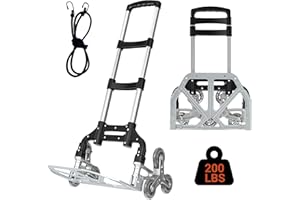 FUVLFAL 200LBS Stair Climbing Cart, Folding Hand Truck Dolly, Grocery Shopping Cart with Mute Wheels, Aluminum Hand Truck for Luggage, Travel, Shopping
