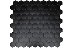 Miscasa 12-Sheet Peel and Stick Backsplash Tile, Hexagon Black Brushed Aluminum Texture Panel Self-Adhesive Mosaic Tiles for Kitchen Bathroom Fireplace