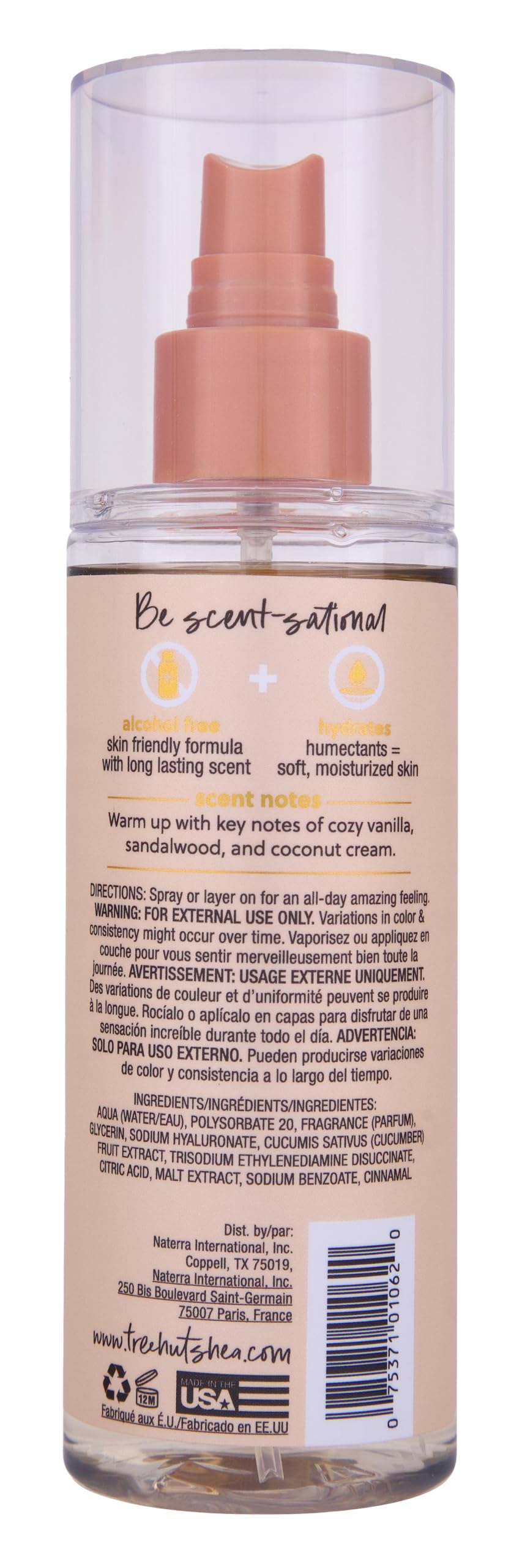 Tree Hut Body Mist Vanilla Fragrance Mist, Refreshing Body Spray with Essential Oils, Light Sheer Floral Scent for Women, Perfect for Everyday Wear & Scent Layering, 6 fl oz