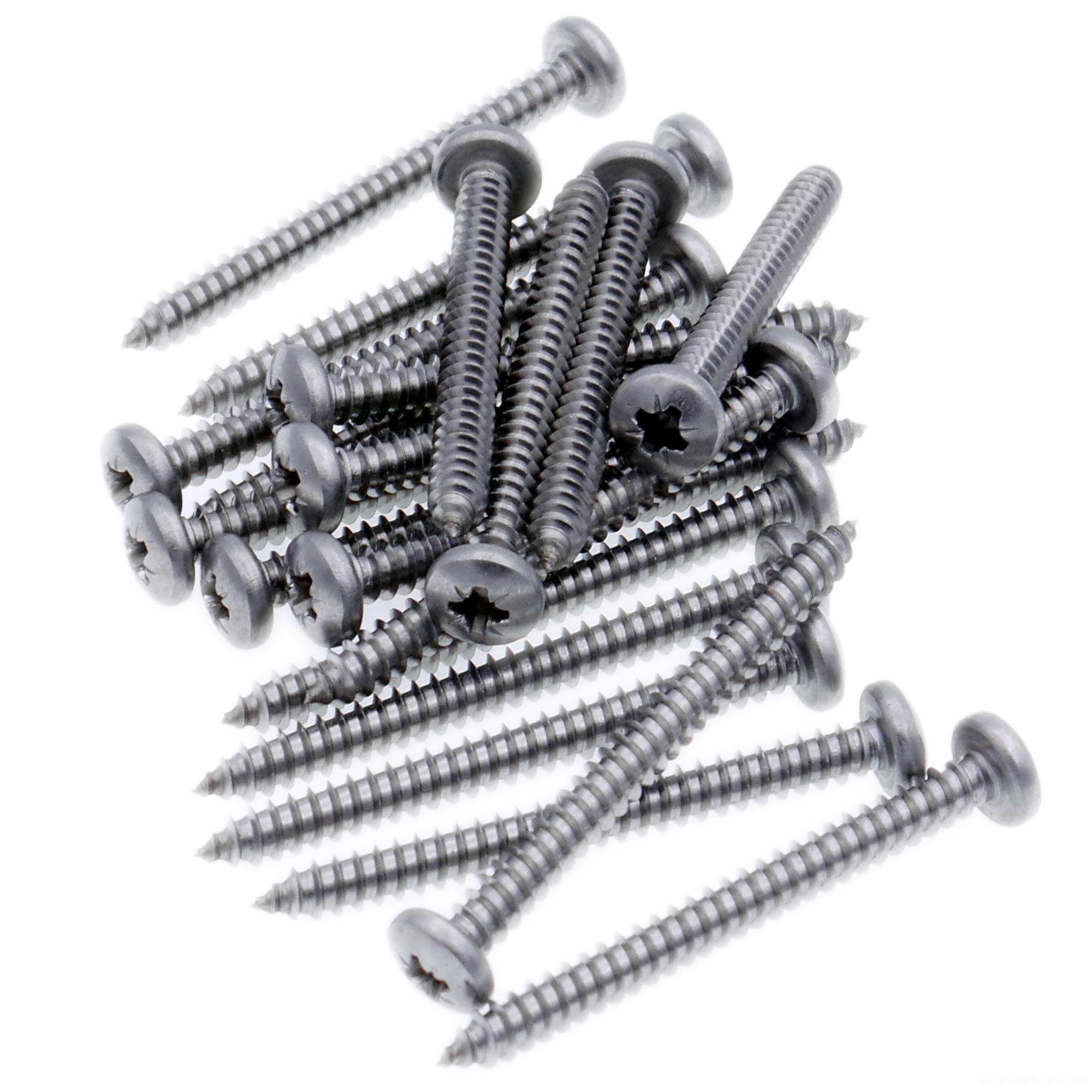 No.8 x 0.625 (4.2mm x 16mm) Pozi Pan Self-Tapping Screw - Stainless Steel (A2) (Pack of 20)