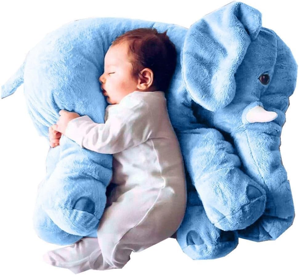 KiKa Monkey Lovely Elephant Stuffed Animals Plush Toy Doll Soft Elephant Pillow Sofa Cushion (Blue)