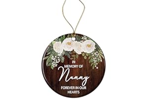 OwingsDesignsPerfect In Memory Of Nanny Forever In Our Hearts Heart-Shaped Ceramic Memorial Ornament - Personalized Sympathy Gift For Loss Of Loved Ones - Remembrance Christmas Decoration