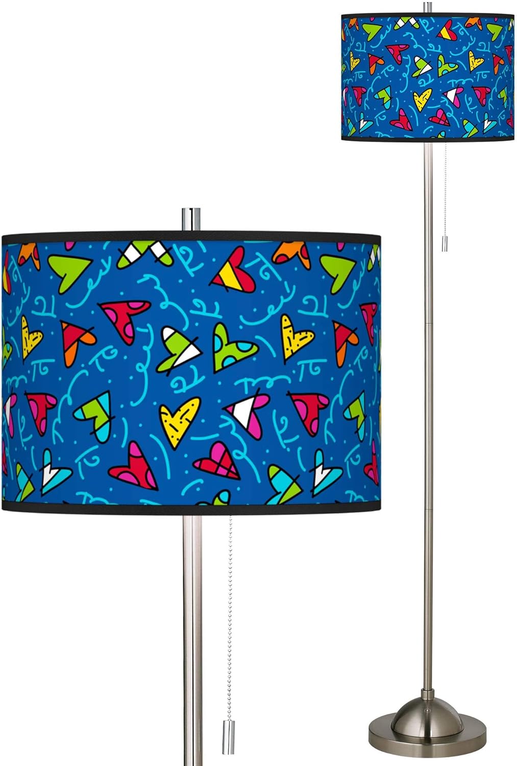 Britto Hearts Brushed Nickel Pull Chain Floor Lamp Britto