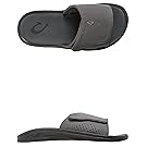 Olukai Men's Nalu Slide Sandals, Dark Shadow/Dark Shadow, 9
