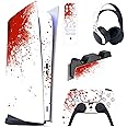 PlayVital Blood Splash Full Set Skin Decal for ps5 Console Digital Edition, Sticker Vinyl Decal Cover for ps5 Controller & Charging Station & Headset & Media Remote