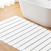 Nuanchu Large Stone Bath Mat 31.2" x 23.3" - Foldable Diatomite Bath Mat with Anti-Slip Pad Quick-Dry Large Bathroom Non-Slip Absorbent and Easy to Clean for Shower Entryway Kitchen Counter (White)