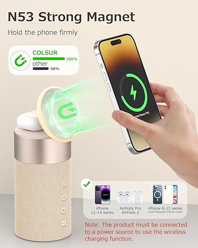 COLSUR Bluetooth Speaker, Magnetic Wireless Charger, Bluetooth