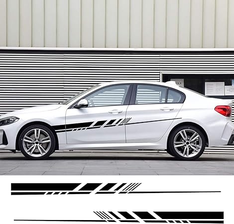 Amazon カー オート ボディ ステッカー フォルクスワーゲンのフォードのためのbmwのためのアウディのための2個の縞模様の車のサイド ドアステッカーdiyオートチューニングアクセサリー ステッカー デカール 車 バイク