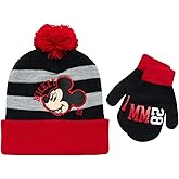 Disney Boys' Mickey Mouse, Car Lightning McQueen Winter Hat & Mittens or Gloves Set (Toddler/Little Boys), Size Age 2-4, Mickey Mittens Set - Red