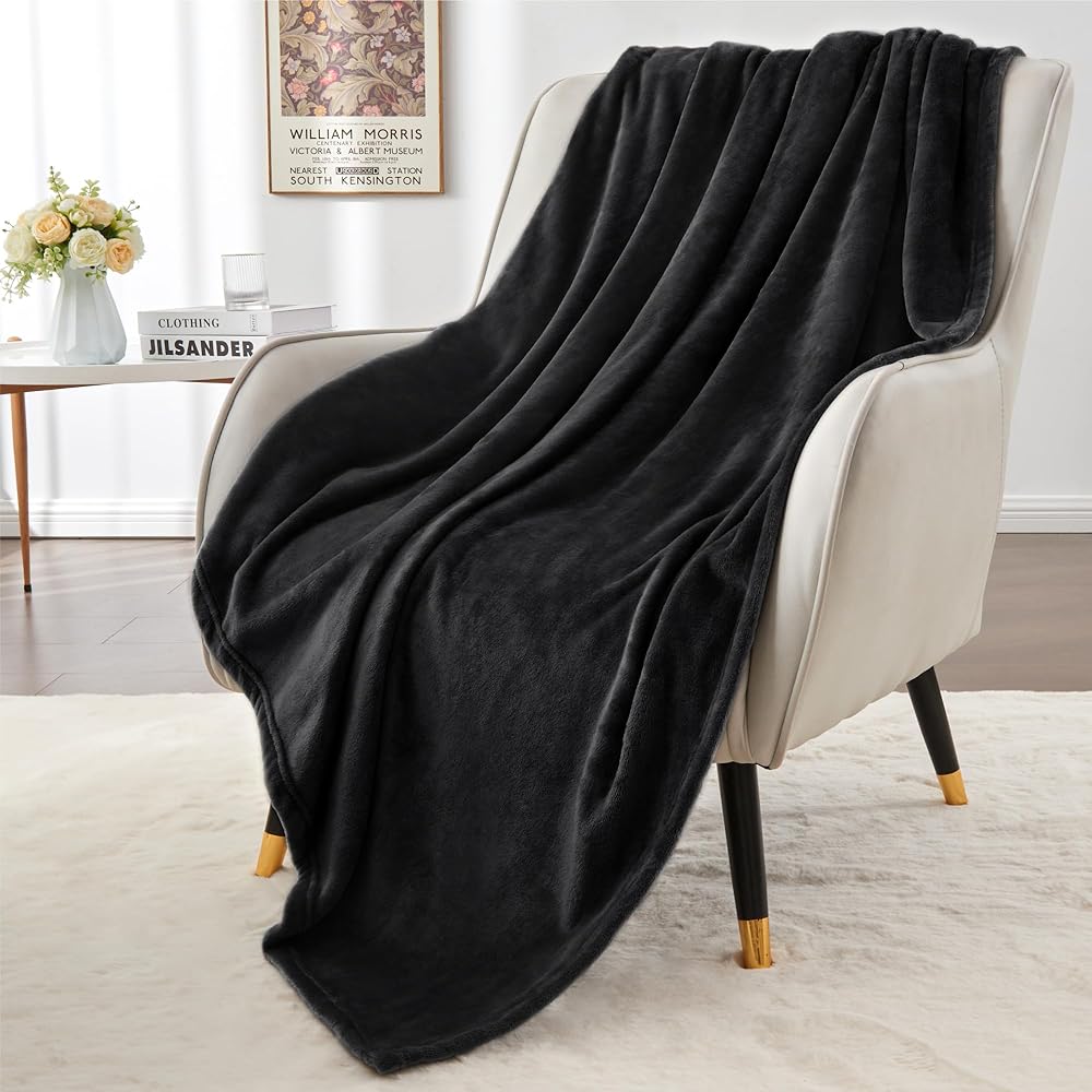 BEDELITE Fleece Blanket Black Throw Blankets for Couch &amp; Bed, Luxury Plush Cozy Fuzzy Blanket, Super Soft Warm Lightweight Th