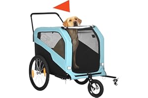 Aosom 2-in-1 Dog Bike Trailer, Pet Stroller with Hitch for Small Medium Large Dogs, Quick-Release Wheels, Foot Support, Pet B