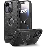 KSELF Leather Case for iPhone 14 Plus Case, Protective Slim with Kickstand Shockproof Phone Cases, Built-in Invisible Stand Compatible with iPhone 14 Plus 6.7'' (Black, for iPhone 14 Plus)