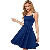 GOOSPRAN Homecoming Dresses for Teens Knee Length Spaghetti Strap with Pockets Satin Backless Prom Dress