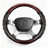 Heavy Duty Truck Steering Wheel Cover 17.5-18 Inch, Carbon Fiber with Anti-Slip Grip, X-Large Wheel Protector for Commercial Semi-Trucks, Buses and RVs (Red/Black)