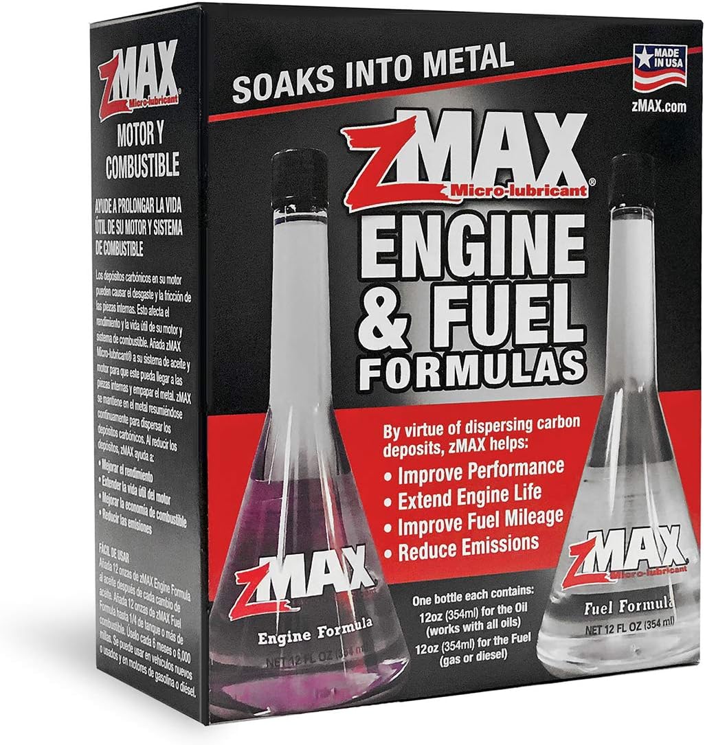 zMAX 51-011 - Engine & Fuel Formula Kit - Easy to Use - Reduces Carbon Build-Up & Lubricates Metal Extending Life of Car or Truck - Runs Efficiently, Improving Gas or Diesel Mileage - 12 oz. Each: Automotive