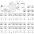 50 Pack 1 OZ Plastic Jars Round Clear Cosmetic Container Jar with White Lids, Eternal Moment Plastic Slime Jars for Lotion, Cream, Ointments, Makeup, Eye shadow, Rhinestone, Samples, Travel Storage