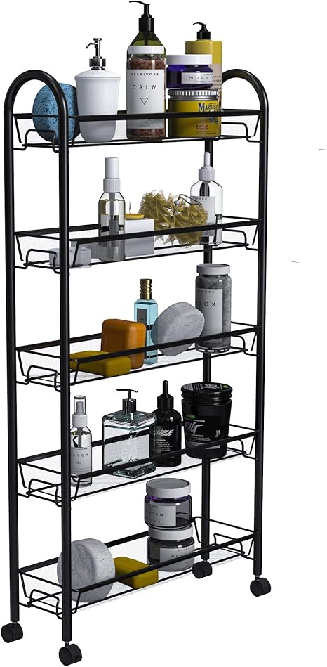 Carro de utilidad portátil, carro organizador delgado y estrecho