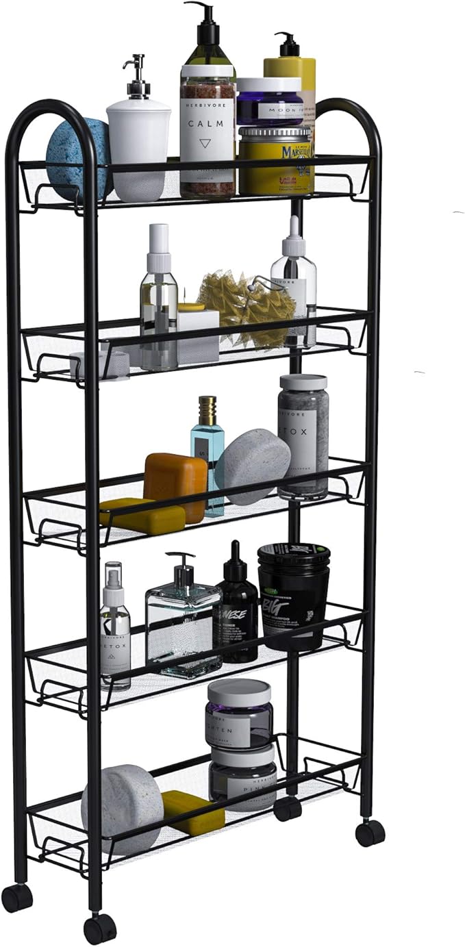 Carro de utilidad portátil, carro organizador delgado y estrecho