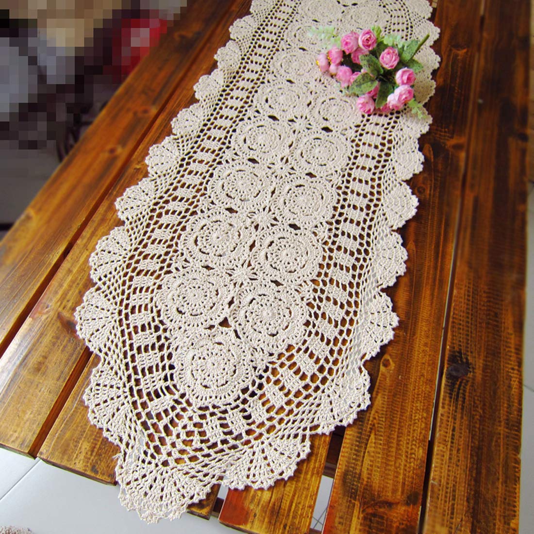 Best beige lace end table runner