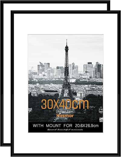 Hesmor 30 x 40 cm Aluminum Acrylic Picture Frame Black Pack of 2