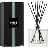 NEST New York Reed Diffuser, Indian Jasmine - 5.9 fl oz - Fragrance for Up to 90 Days - Reusable, Refillable Glass Holder - Includes 8 All-Natural Reed Sticks - Flame Free