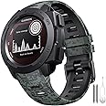 NotoCity for Garmin Instinct Band, Soft Silicone Replacement Watch Strap Compatible with Garmin Instinct 2/ Solar/Tactical (Digital Camo)
