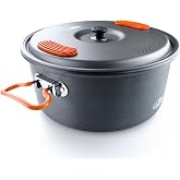 GSI Outdoors Halulite Aluminum Pot, Lightweight Hard Anodized Aluminum Camp &amp; Backpacking Cookware with Lid &amp; Folding Handle