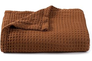 Kloovete 36” X 40” Inches Cooling Baby Waffle Weave Blanket, Ultra-Soft Lightweight Receiving Blanket for Newborn, Breathable Comfortable Baby Swaddle Blanket for Boys and Girls(Caramel)