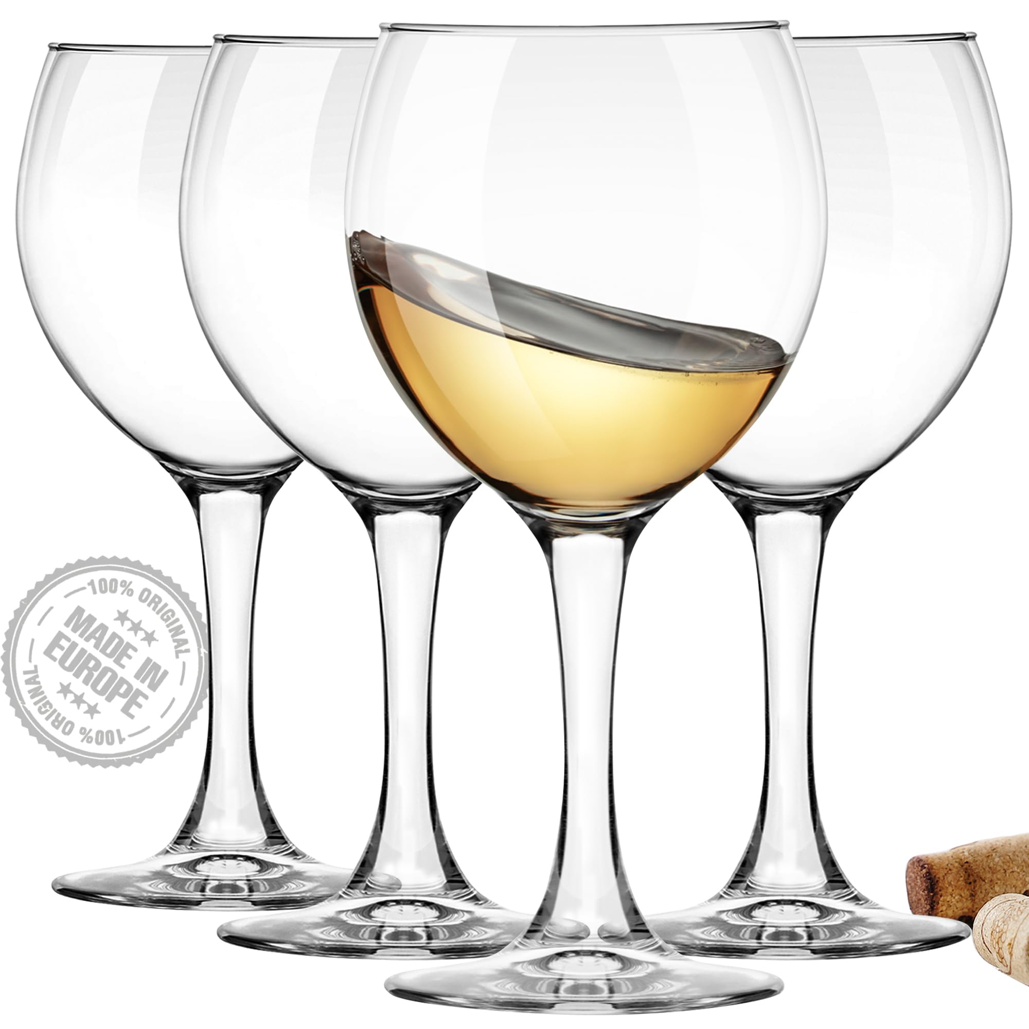 CRYSTALIA Premium Wine Glasses 4 Set, 360ml 100% Lead & Cadmium Free Dishwasher Safe, Short Stemmed Wine Glass Set, Small and Sturdy Wine Glasses, Perfect for Home, Parties and Restaurants