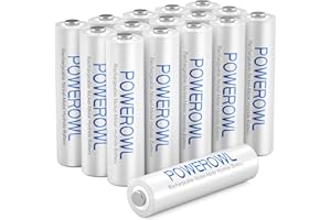 AAA Rechargeable Batteries High Capacity, POWEROWL Low Self Discharge HR03 Battery 1000mAh 1.2V NiMH, 16 Pack